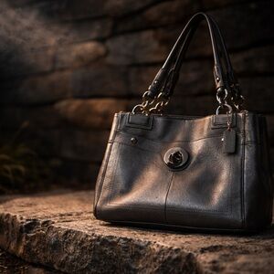 COACH PENELOPE CARRYALL F16531 SILVER PEBBLED LEAT